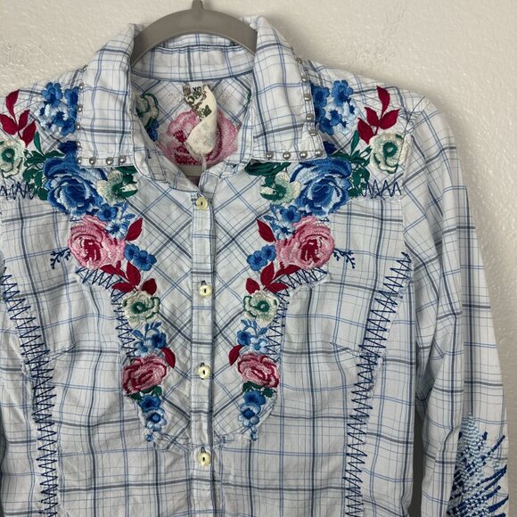 3J Workshop Johnny Was Embroidered Western Long Sleeve Button Up Shirt XS - Picture 2 of 13